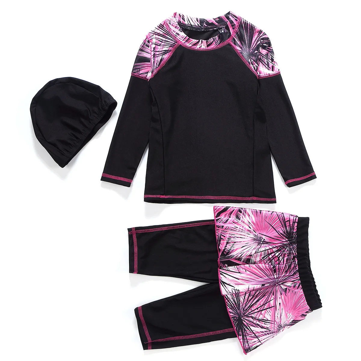 Summer Swimwear for Girls 2-15years Islamic Swimsuits 3pcs Printed Modest Arab Islam Beach Wear Kids borkinis Muslim Swimming