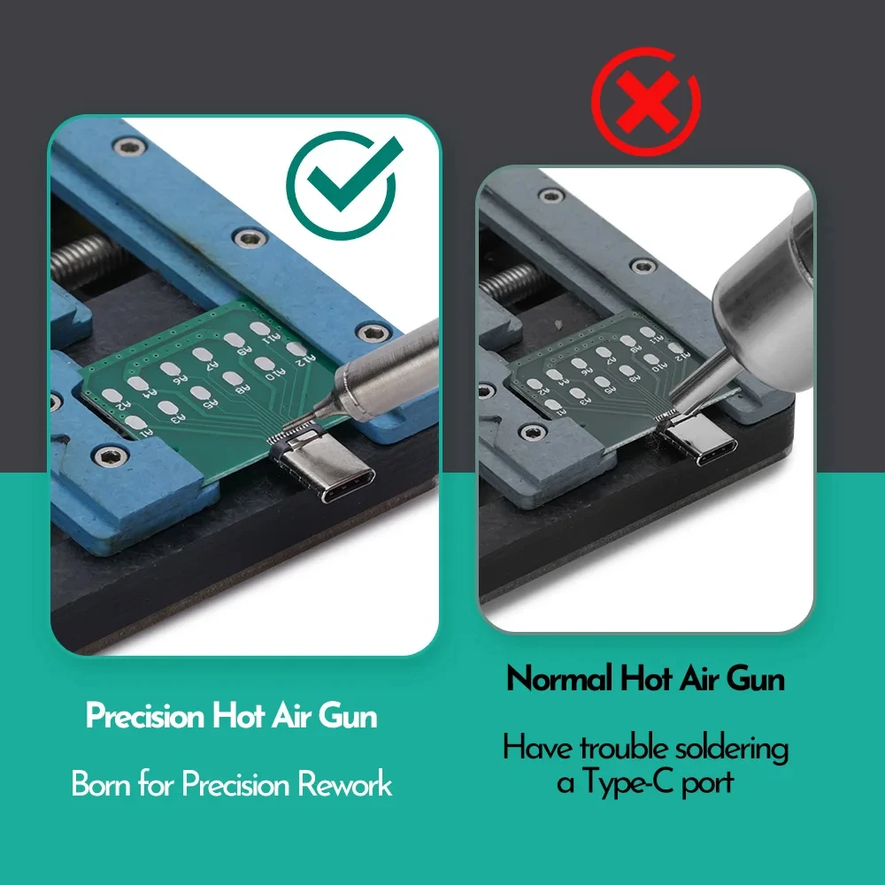 YIHUA 8509-I 마이크로 핫 에어 건 납땜 스테이션, 0.5/3.5/3/2.5/2mm 노즐 온도 조절 가능 BGA 재작업 스테이션 992D-II