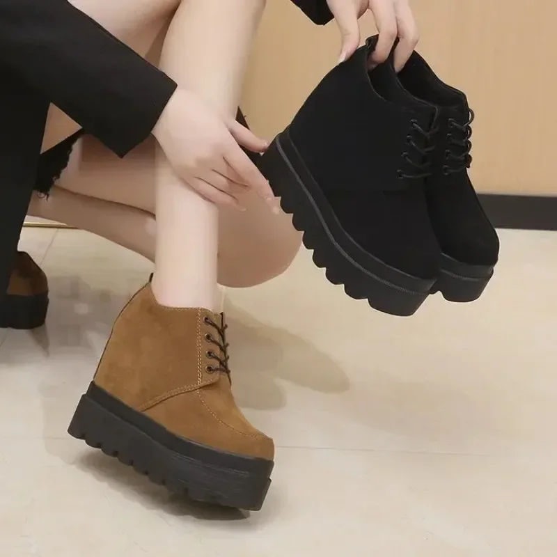 Women's High Platform Shoes 2023 New Autumn and Winter Wedge Casual Heel Waterproof Fashion Shoes Thick Sole Sports Boots Shoes
