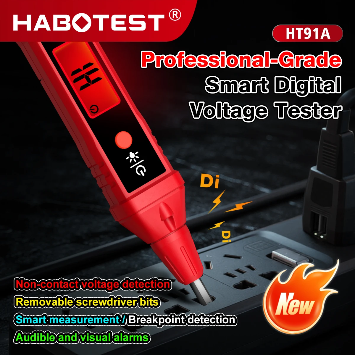 HABOTEST HT91A 비접촉식 AC 전압 테스터 디지털 전압 감지기 전기 테스트 펜 전압 테스터 펜