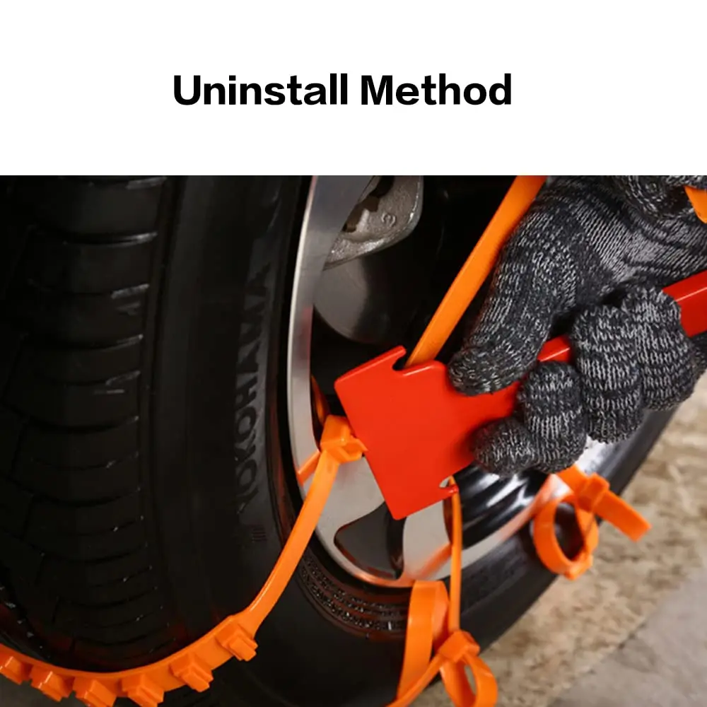 Tire Chains 12 PCS Universal Car Snow Chains Portable Winter Tyres Wheels Non-Slip Cable Tie Reusable Anti-skid Nylon Tire