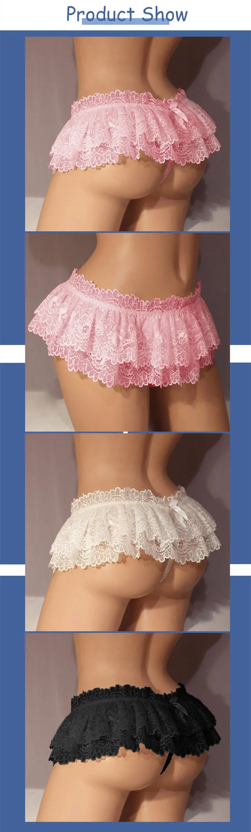 Men's Sissy Lace Ruffled Mini Skirt