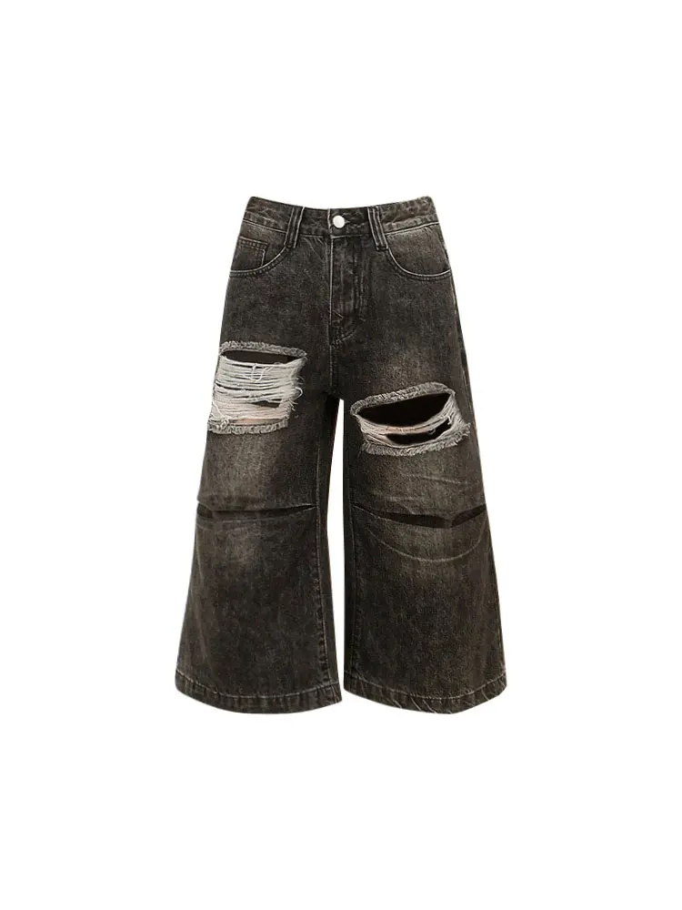 

Женские рваные джинсовые шорты Gyaru, летние брюки из денима с низкой посадкой и дырками, японские брюки в стиле гранж, Y2k, уличная одежда в стиле Харадзюку, 2000