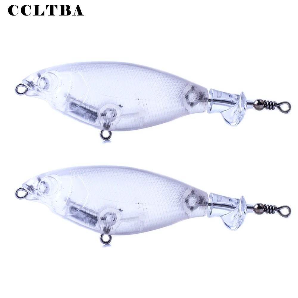 

CCLTBA 10PCS/LOT Unpainted Topwarter Lures 7.5cm 9cm Rotate Tail Popper Hard Baits Wobblers Blanks FishingTackle DIY