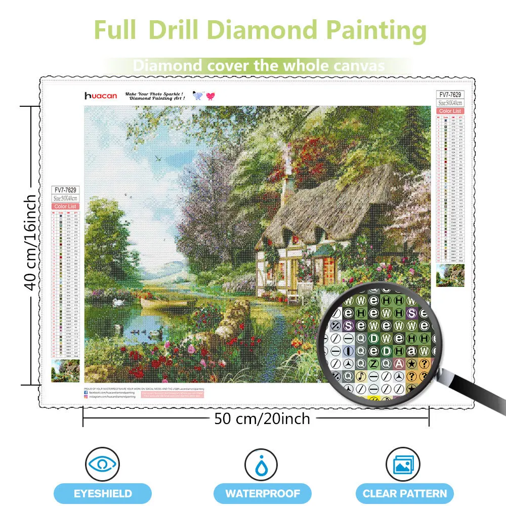 Landscape Diamond Painting House Mosaic Garden Embroidery Complete Kit Rhinestone Pictures Wall Decor HUACAN