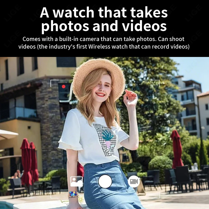 LIGE New 1.91" HD Camera Smart Watch Men 512MB Photo Video Shooting Watches Bluetooth Call Local Music Player Smartwatch Women