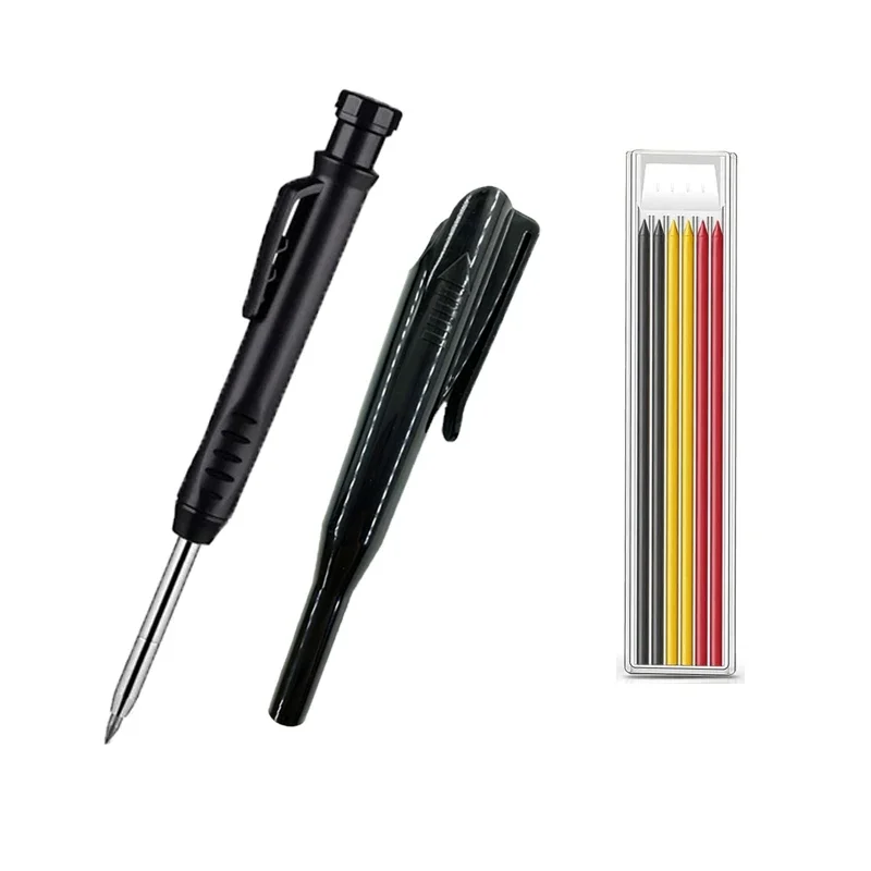 Durable Carpenter Pencil with Refill Lead and Built-in Sharpener for Precision Woodworking