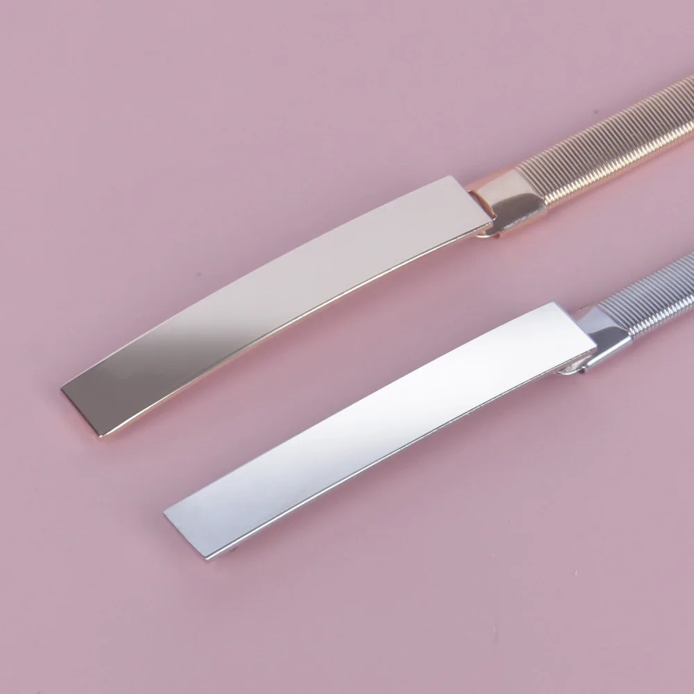 Fashion Belt Dress Simple Versatile Fashion Women Belt Thin Skinny Metal Gold Elastic Buckle Waistband Belt Dress Accessories