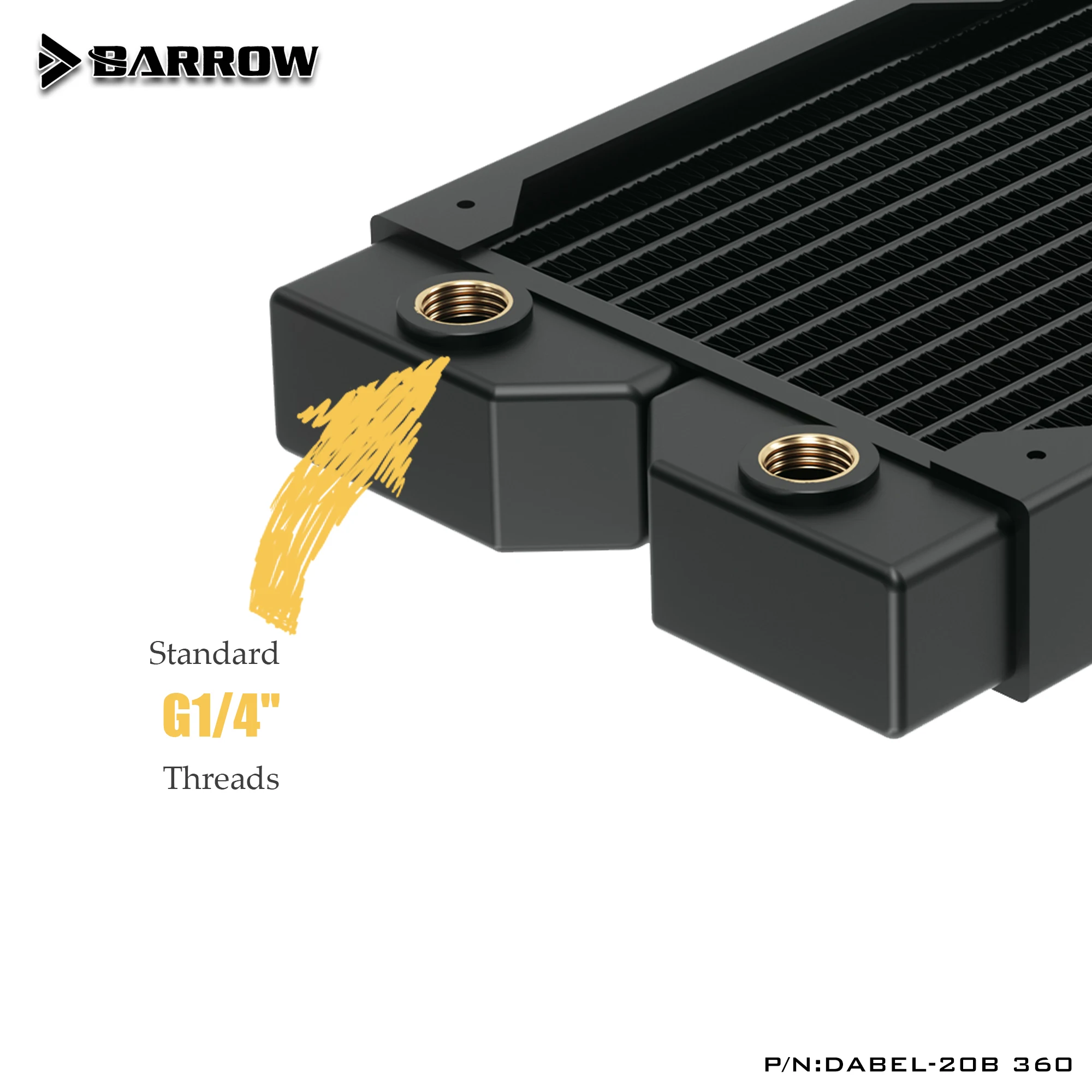 Barrow-radiador de Refrigeração a Água Cobre 20 mm de Espessura g1 Polegada Rosca Branco Preto 12cm Ventilador 240 360 mm 20 mm - Imagem 4