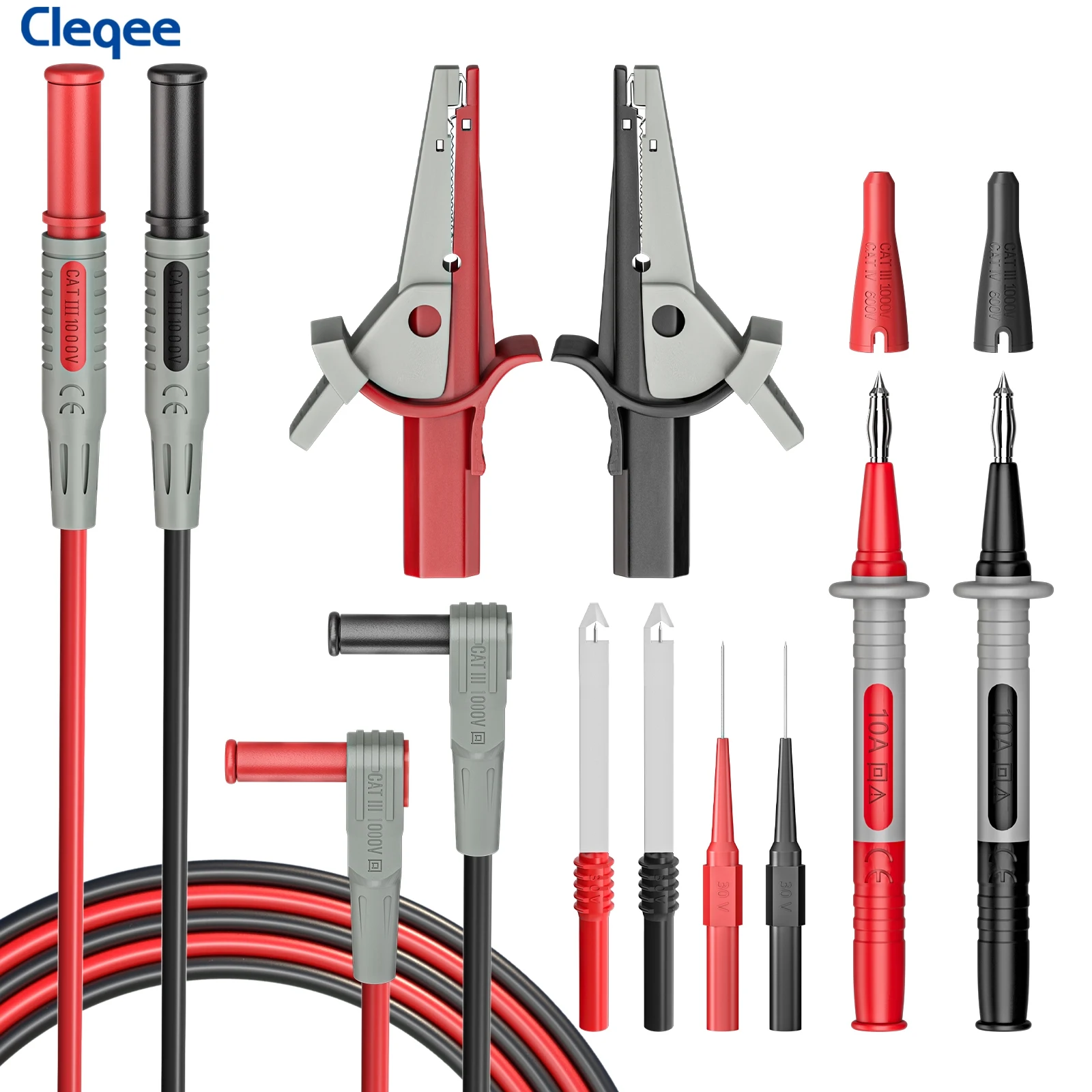 Multimeter Test Lead Kit Cleqee CKT004 test cable 4mm banana plug with crocodile clip wire perforation probe for electrical