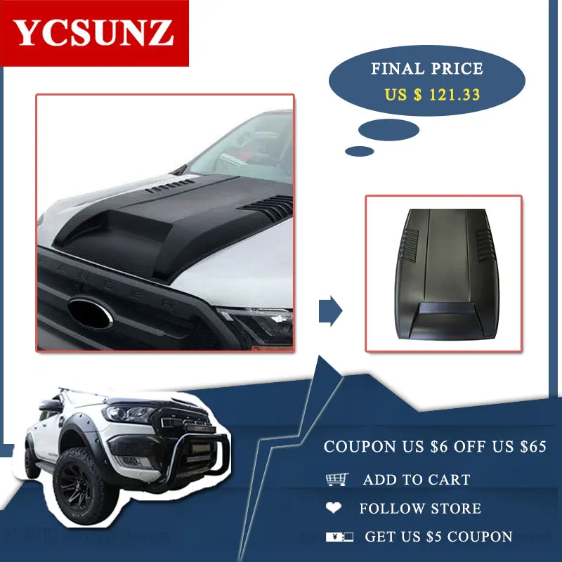 Bonnet Scoop Hood For Ford Ranger Wildtrack T7 Ford Endeavour Everest YCSUNZ