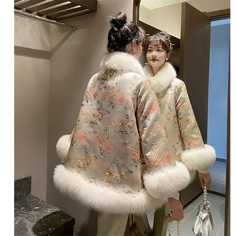 2023 Autumn Winter Outwear New Fox Fur Coat Women's Chinese