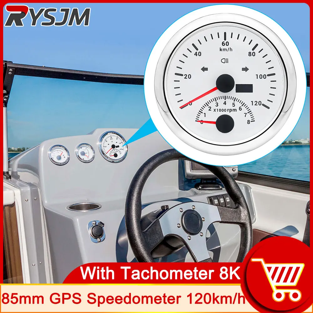 Tachimetro Gps Hd 85Mm Con Contagiri 8000 Giri/Min Misuratore Di Velocità 120 Km/H Per Auto Barca Camion Atv Rv Camper 9-32V + Antenna Gps