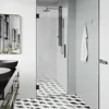 28" W*72" H, Frameless Shower Door in Matte Black, 5/16"(8mm) Clear Tempered Glass Hinged Shower Door with Seal Strip and Handle 1