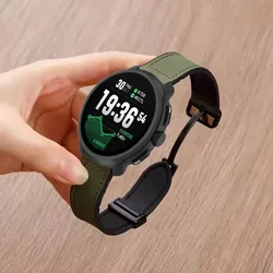 Premium Leather and Silicone Magnetic Watch Strap Bracelet - Suunto Vertical 2 - 1 (Green)