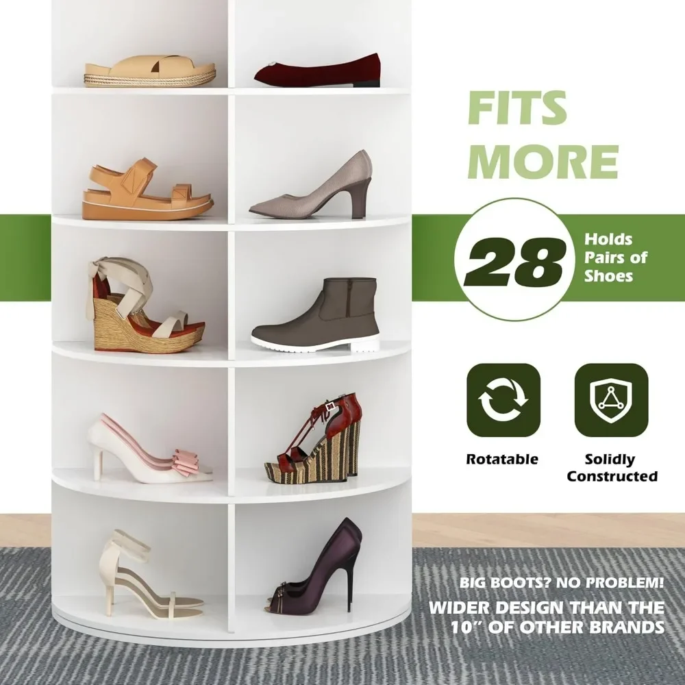 7-Tier Rotating Shoe Rack Tower, Free Standing 360° Revolving Organizer and Storage Hold Over 56 Pairs of Shoes, Shoe Cabinets 3
