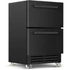 24 Inch Under Counter Dual Drawer Beverage Fridge, Weather Proof Outdoor Beverage Refrigerator for Patio 1