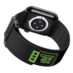 Premium Nylon Canvas Sports Strap for Apple Watch - Durable Loop Band Bracelet (Black Army Green S)