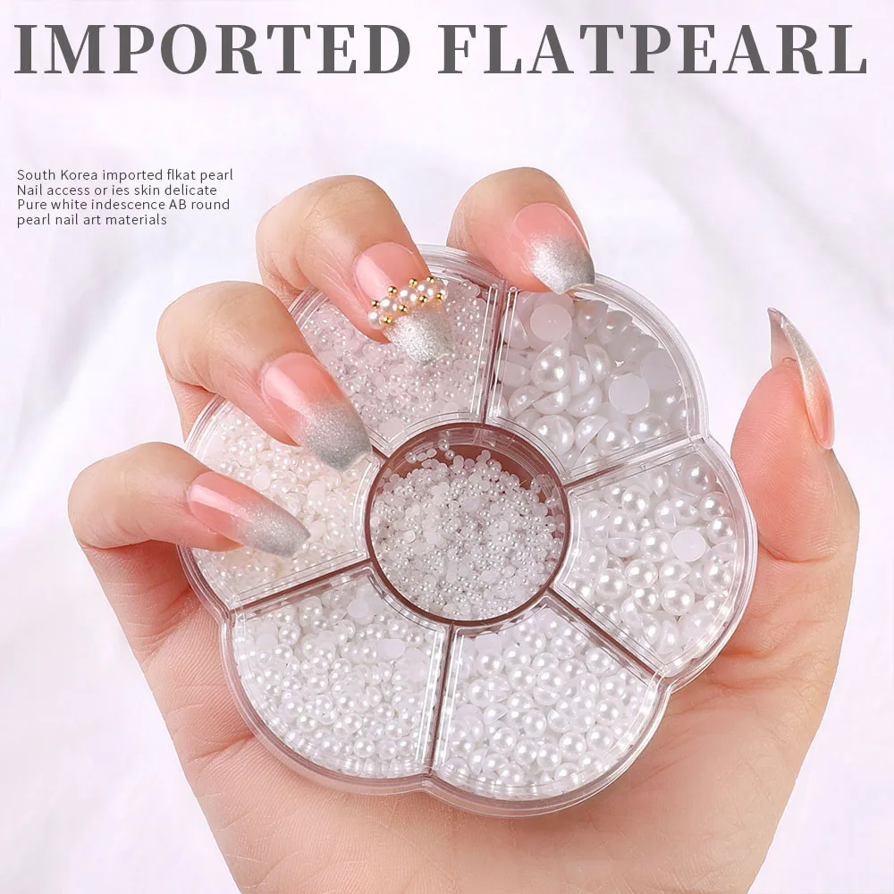 

Gliter Mix Sizes ABS Colors Pearls Half Round Flatback Beads Nail Rhinestone Decorations for DIY Craft Nail Art Decorative Phone