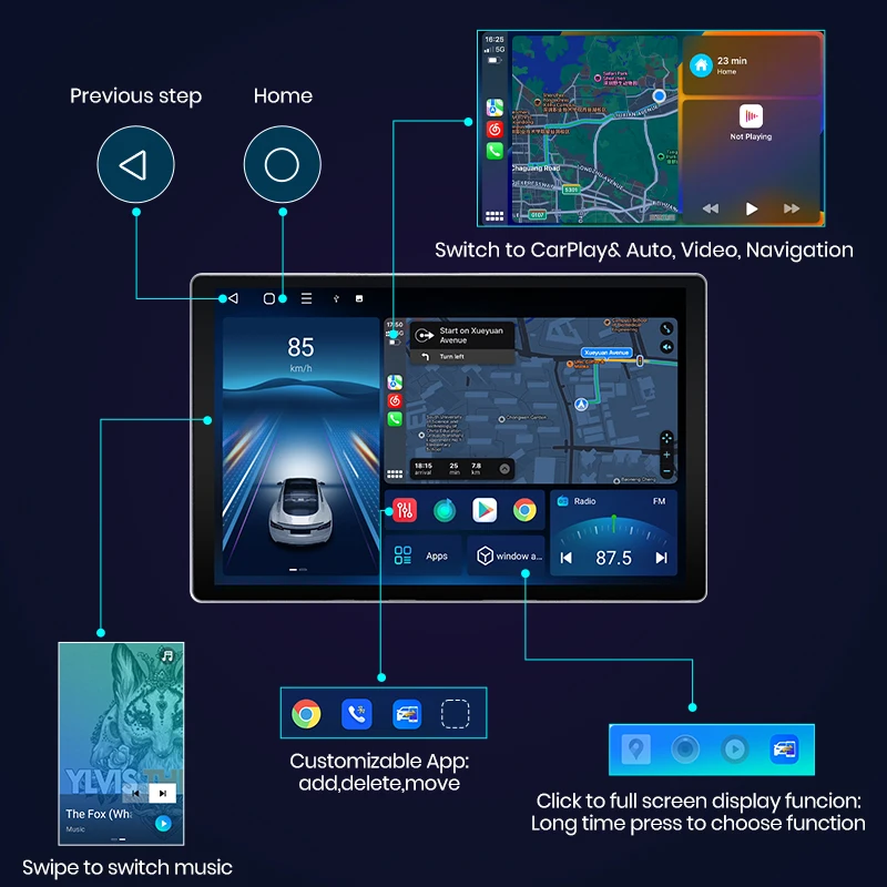 Radio de coche con pantalla QLED 2K para Jeep Renegade 2016-2020 inalámbrico CarPlay Android Auto Multimedia autoradio 6