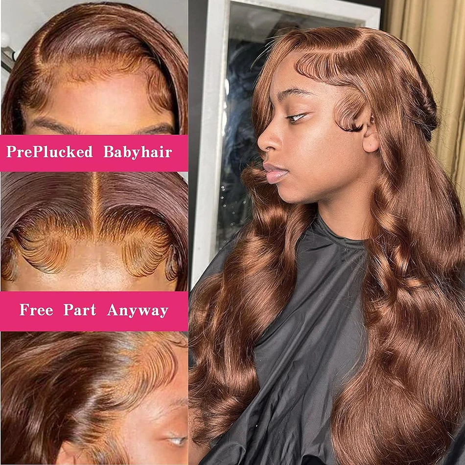 Body Wave Chocolate Brown Lace Front Human Hair Wigs For Women 13x4 13x6 HD Transparent Lace Frontal