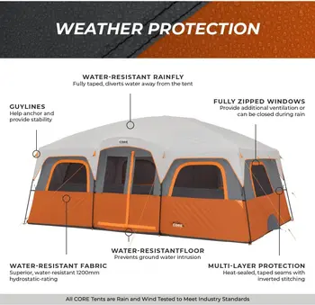 12 Person Tent | Large Multi Room Tent for Family with Storage Pockets for Camping Accessories 5
