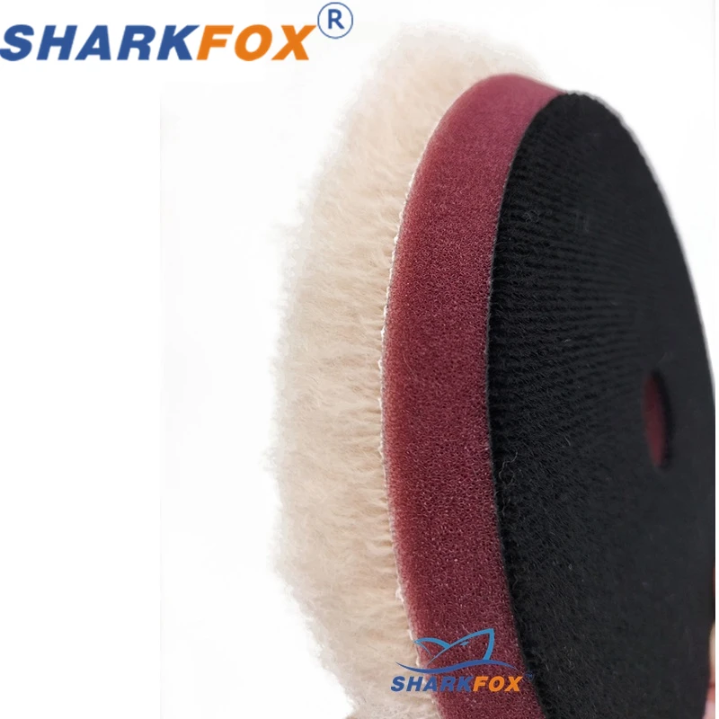 Sharkfox Beige Wool Pad 5Inch/6Inch High Density Lambs Woollen Polish ing Pad Wool Polishing For Car Polisher