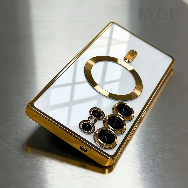 Luxury Metallic Gloss Phone Case with MagSafe and Dual Screen Protectors for Ultimate Protection and Style