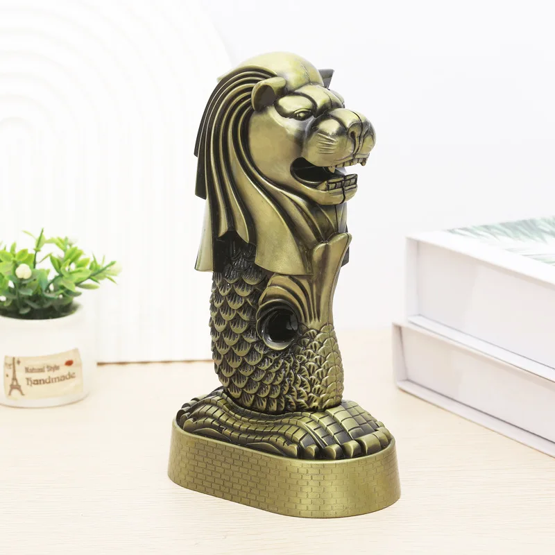 Merlion 모델 홈 장식 및 장식품 여행 기념품 인형 금속 하우스 모델 싱가포..