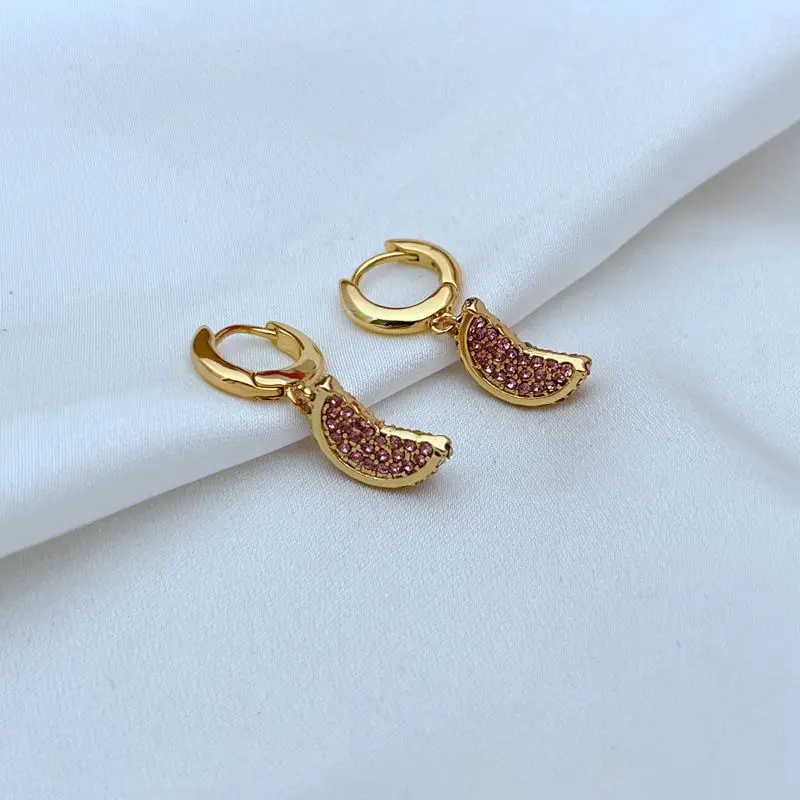 

Fashion Trend Commuting Niche Design with Exquisite Inlay Craftsmanship Summer Fruit Watermelon Earrings