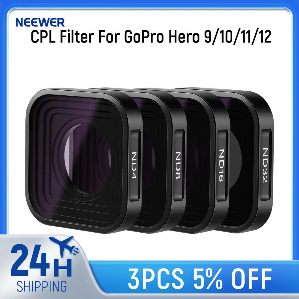 Filtre Polariseur PL Fixe pour GoPro Hero 13/12/11/10/9/8/7/6/5 - Anti-Reflet HD