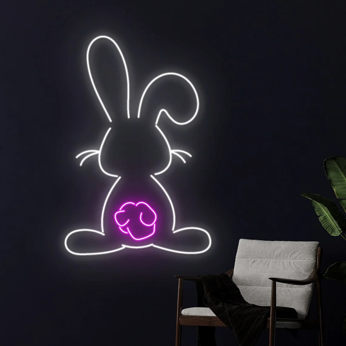 

Неоновая светодиодная подсветка в виде кролика, мультяшный декор для стен, ночник для спальни, игровой комнаты, бара, детский подарок на день рождения