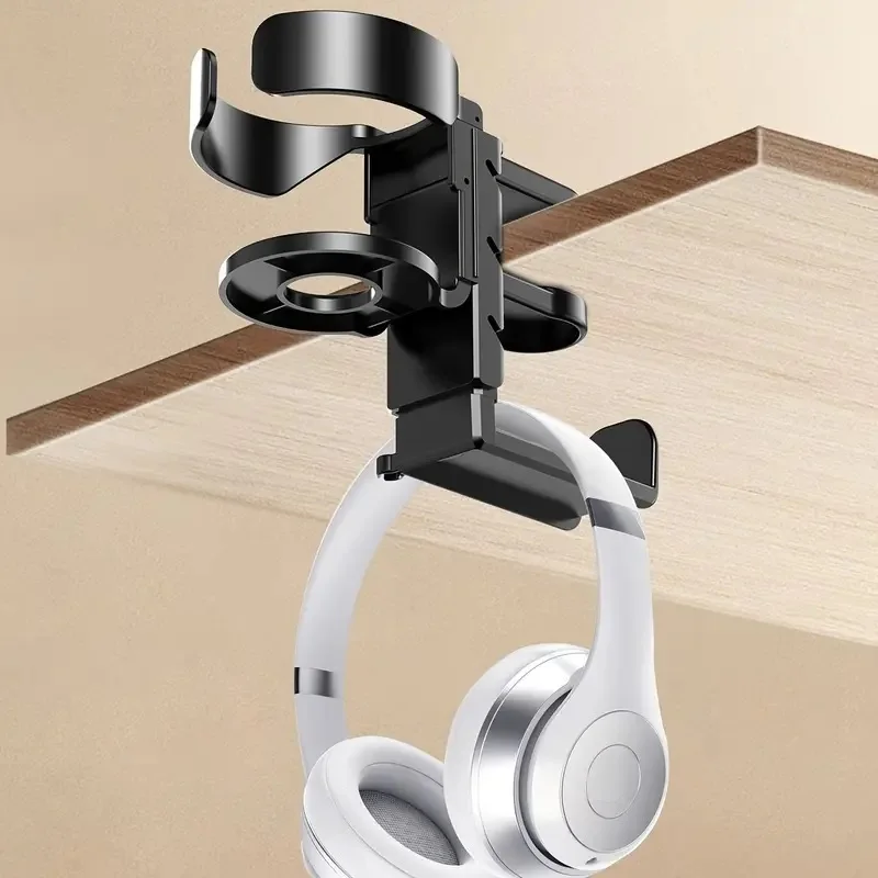 Headworn Aluminum Alloy Earphone Holder 2-in-1 Cup Storage Rack