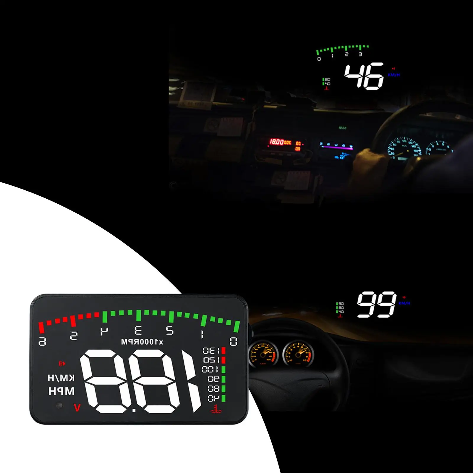 HUD 자동차 헤드업 디스플레이, 속도 다중 색상 앞유리, 3.5 인치, A900, OBD2