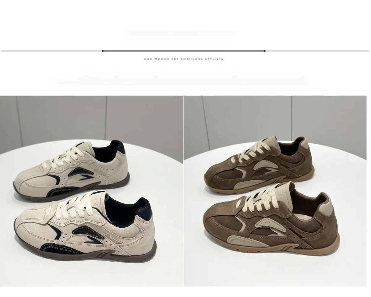 Shougu Forrest Gump Femmes 2024 Automne Nouveau Cuir Polyvalent Respirant Formation Plate Simple Chaussures À La Mode_voghion.com