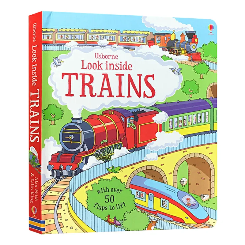 

Поезда с внешним видом от Usborne, детские книги для возраста 3, 4, 5, 6 лет, английские книги с изображениями популярных науки, 9781409582083