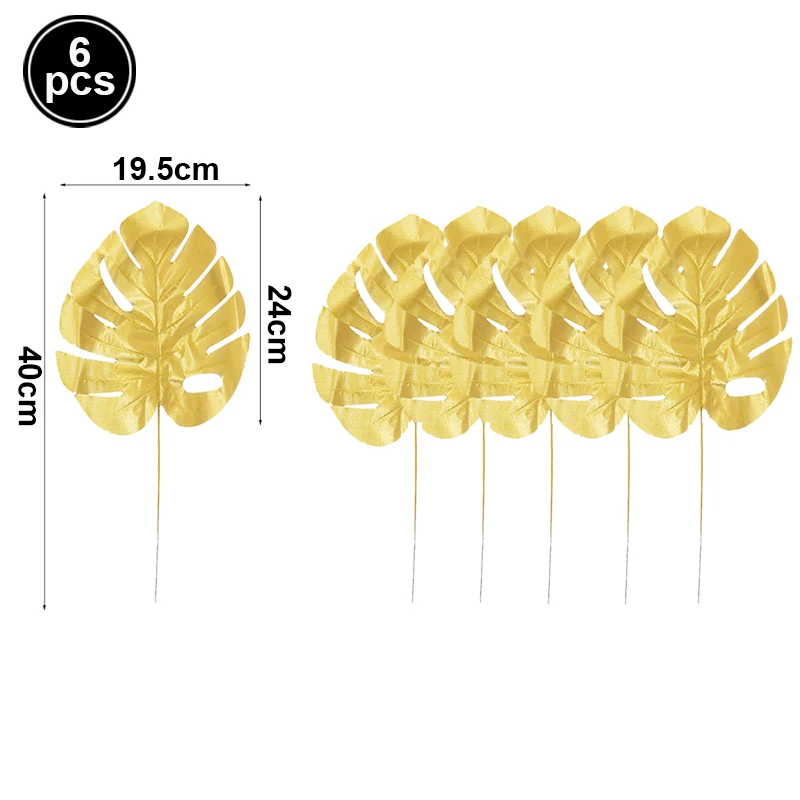 Luxurious Tropical Faux Gold Palm Leaves Decor