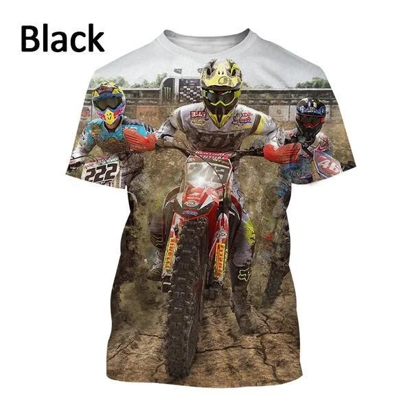 2023 New Cool Motocross 3D Painted Short-sleeved T Shirt for Men's Extreme Sports Motorcycle Hip-hop Streetwear Y2k Clothing