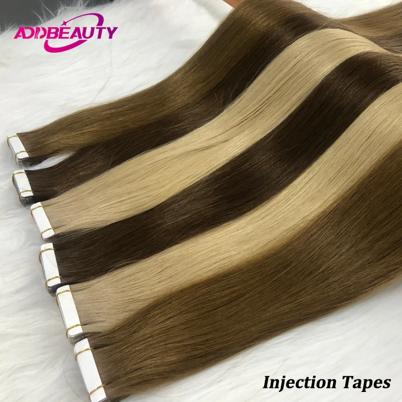 Virgin Injection Tape in Human Hair 40pcs 2.5g/pc Straight Seamless Skin Weft Human Hair Extensions Injected Tapes in Extensions