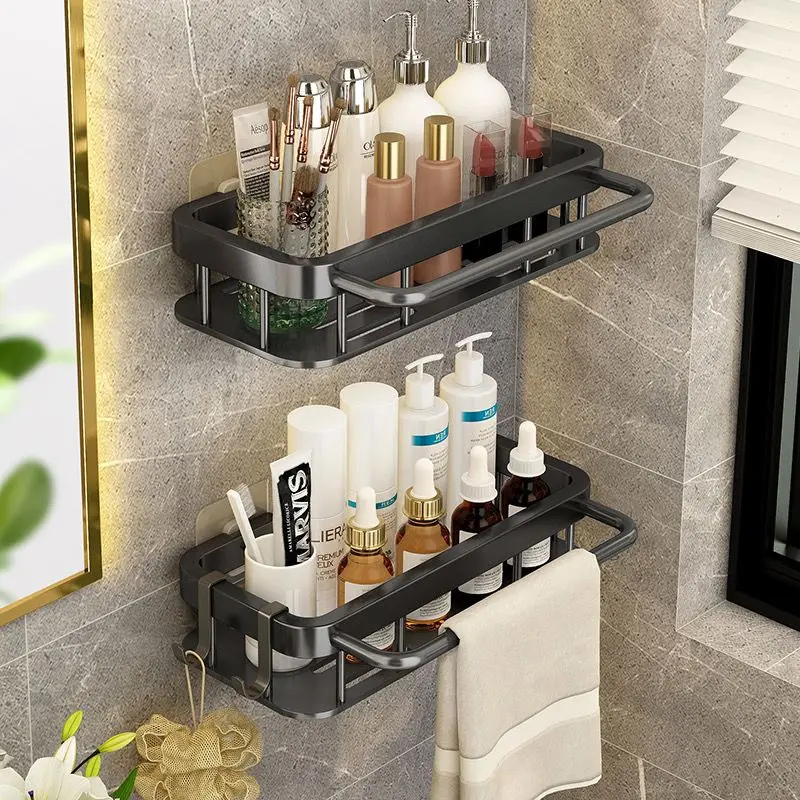 1pc Space Aluminum Bathroom Toilet Shelf Rack Storage Corner Kitchen Wall Shampoo  Holder