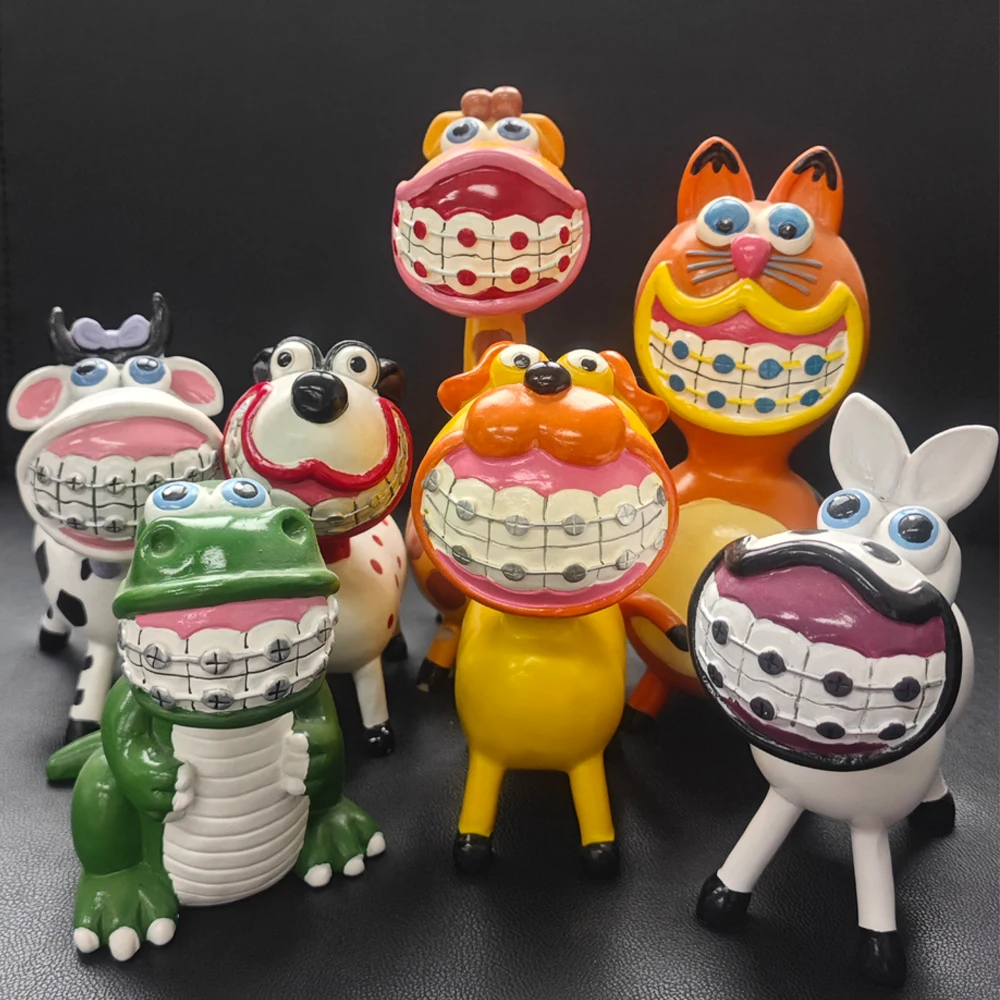 크리 에이 티브 치과 Artcrafts 치열 교정 동물 조각 장난감 치과 진료소 데스크탑 장식품 치아 인형 사무실 장식