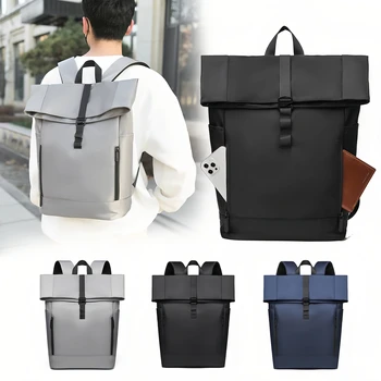 Unisex 16" Laptop Backpack - Multi-compartment expandable duffel bag with breathable mesh back for commuting/campus-tan