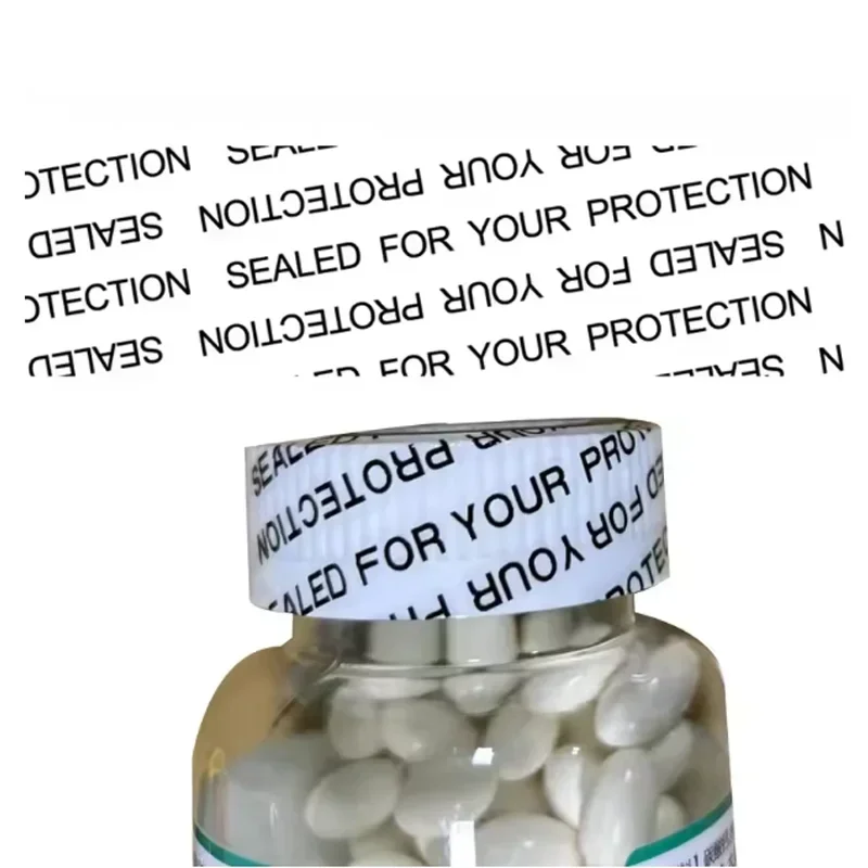 Medicine Bottle Mouth Plastic Sealing Film Heat Shrink Film Black English Printed Transparent Easy To Tear Sealing Sleeve 100PCS