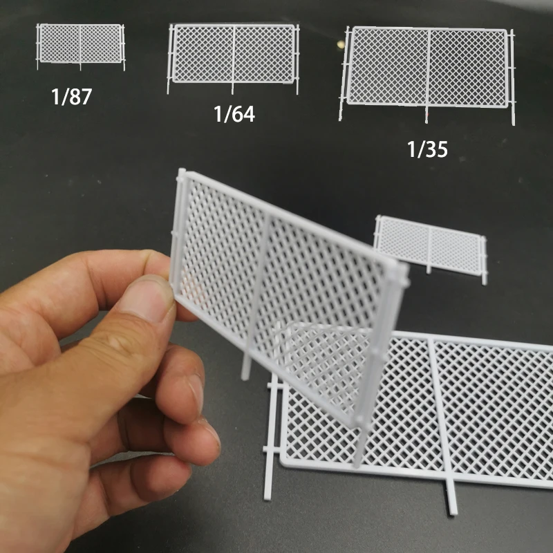 Mini Scale 1/35 1/64 1/87  Diy Sand Table Scene Fence Rails Model ABS Isolation Net For Railway Landscape Layout Diorama Kits