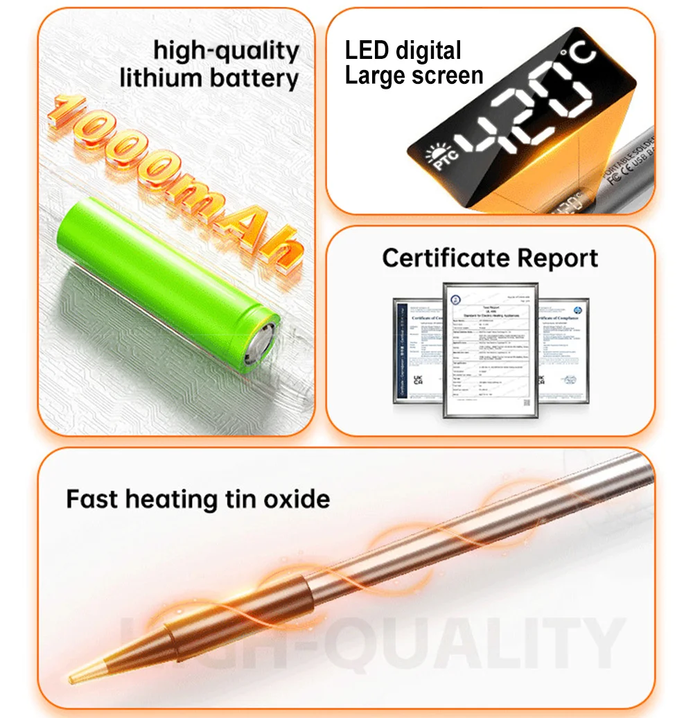 Multifunctional USB Digital Electric Soldering Iron Set Kit Intelligent 300-450℃ Temperature Adjustable Solder Iron Welding Tool 6