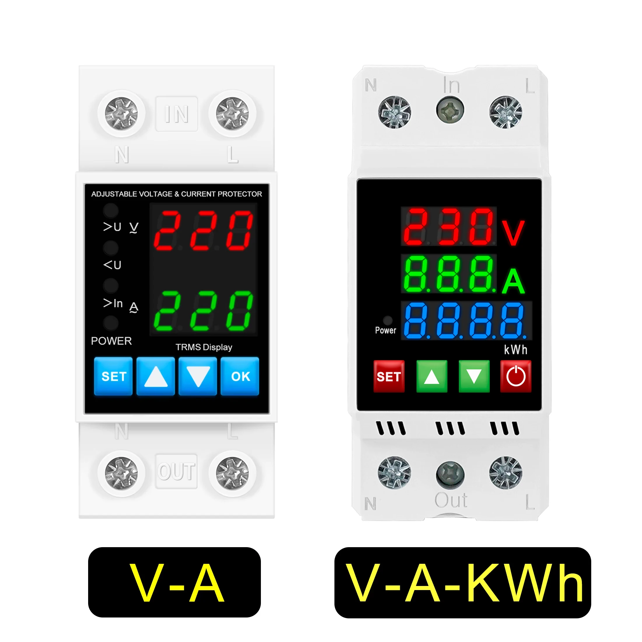 Din Rail Adjustable Over Voltage Under Voltage Protective Device 40A 63A 230V Relay Over Current Protection
