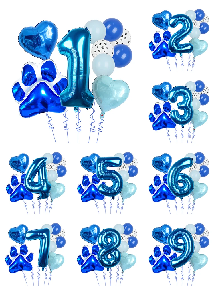 10 Stück Tiermotiv 'Let's Pawty' Hunde- und Katzenpfoten Aluminiumballons 40 Zoll Rosa Grau Blau Gold Nummerierte Geburtstagsparty Deko-Ballons Babyparty – Detail 9
