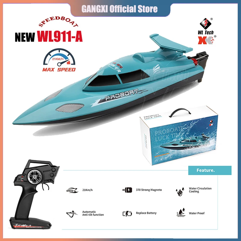 

Новинка 2023, Wltoys WL911-A RC лодка с скоростью 2,4 г, 21 км/ч, двигатель 370 имитирует форму скоростной лодки для бассейнов и озерных игрушек, детский подарок