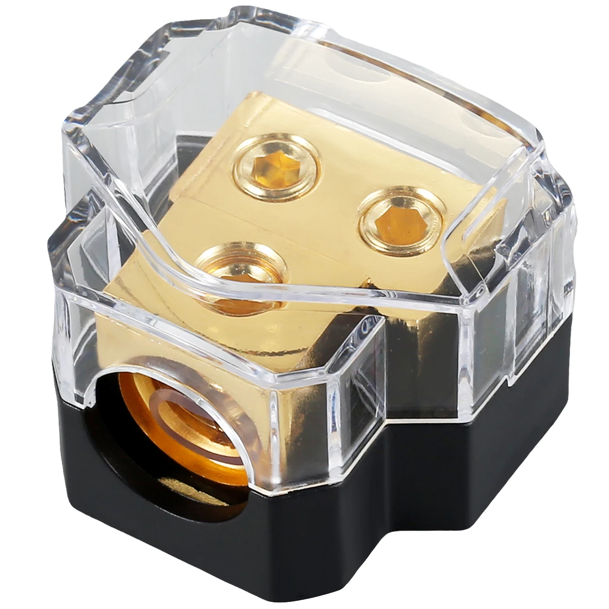 2Way Power Distribution Block Copper Car Audio Power Wire Splitter 0/2/4 Gauge in 4/6/8 Gauge Out Durable Amplifier power distribution block