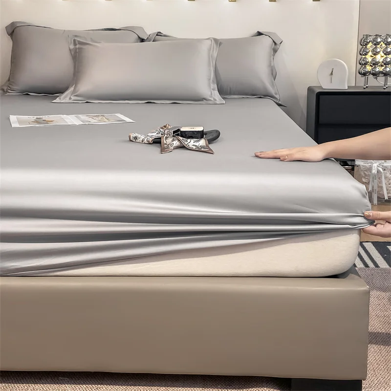 3pcs Set 100% Bamboo Mattress Protector Mattress Cover Fitted Sheet with Elastic Band Bedsheet 1000 Thread Count Queen King Size 2